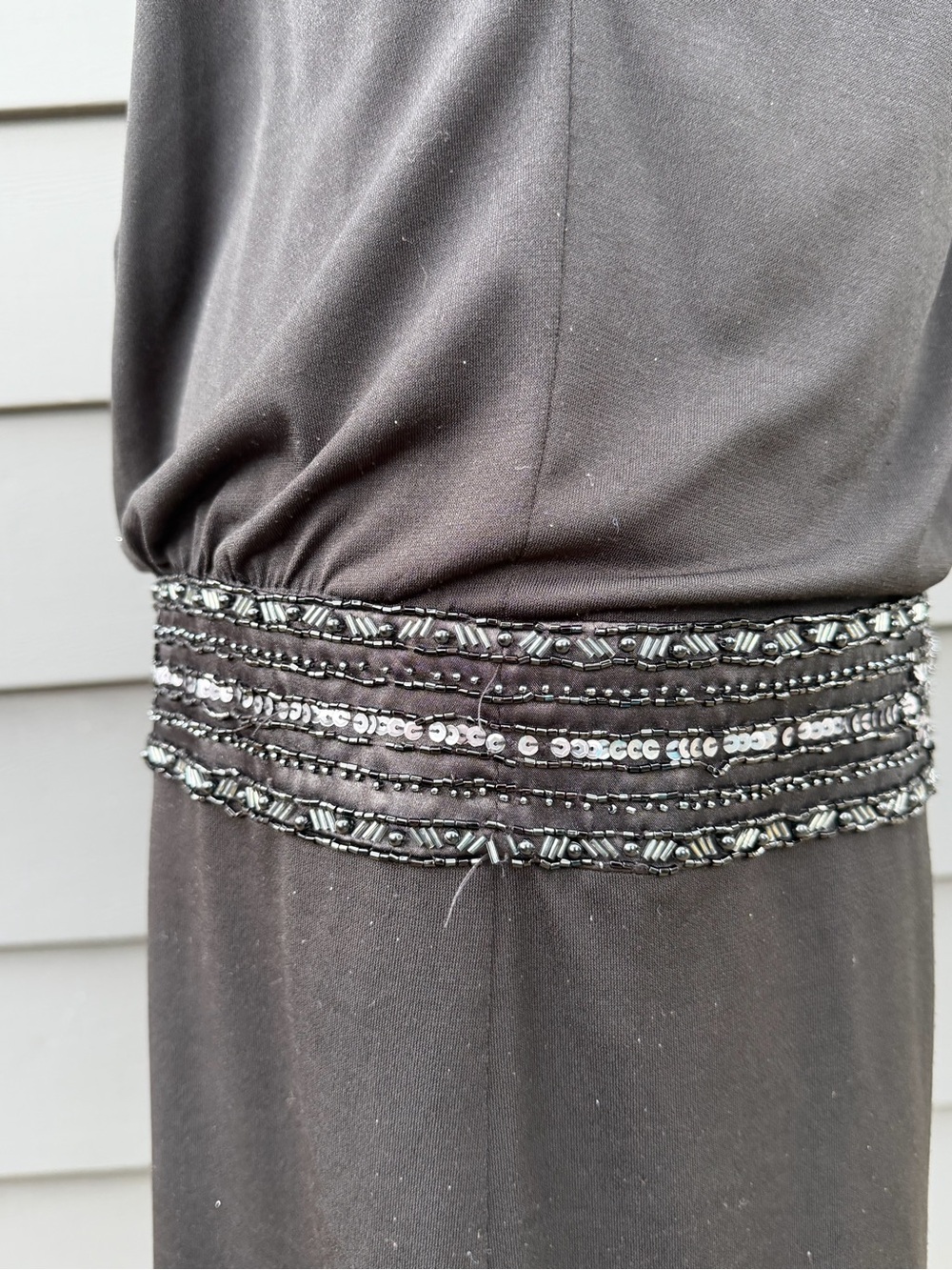 Studio W by SUE WONG Black Embellished Sleeveless open back drop waist Dress 4 - Picture 14 of 16